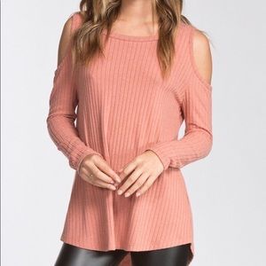 Comfy Cold Shoulder Top - Peach